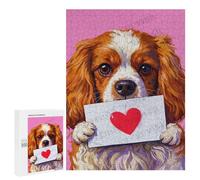 500 Piece Wooden Jigsaw Puzzle for Adults Cavalier King Charles Spaniel With Heart Theme - Challenging Brain Teaser, Difficult Puzzles for Dog Lovers, Family Bonding Time