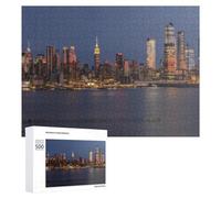 500 Piece Wooden Jigsaw Puzzle for Adults, City Lights Reflecting on Water