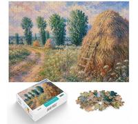 500 Piece Wooden Jigsaw Puzzle for Adults, Claude Monet Haystacks | Puzzle for Adults - activity for family time at home.