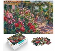 500 Piece Wooden Jigsaw Puzzle for Adults, Claude Monet Peony Garden | Holiday gift for puzzle fans: activity for family time at your own pace.