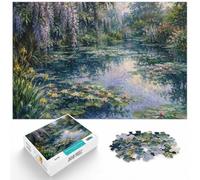 500 Piece Wooden Jigsaw Puzzle for Adults, Claude Monet Water Lilies | Adult Puzzle: activity for family time during indoor leisure.
