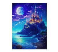 500 Piece Wooden Jigsaw Puzzle for Adults, Enchanted Castle by the Sea -1