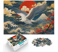 500 Piece Wooden Jigsaw Puzzle for Adults, Japanese Crane Art | A focused indoor hobby: a simple way to organise the image over several sessions.