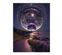 500 Piece Wooden Jigsaw Puzzle for Adults, Magical Night Sky with Full Moon