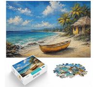 500 Piece Wooden Jigsaw Puzzle for Adults, Stranded Island | Festive puzzle present: activity for family time at home.