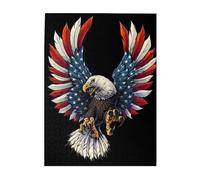 500-Piece Wooden Jigsaw Puzzle in Plastic Box, American Eagle Flag Prints Eco-Friendly Educational Puzzle for Family Fun & Adult Relaxation, 38x52 CM