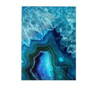 500-Piece Wooden Jigsaw Puzzle in Plastic Box, Bright Aqua Blue Turquoise Prints Eco-Friendly Educational Puzzle for Family Fun & Adult Relaxation, 38x52 CM