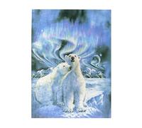 500-Piece Wooden Jigsaw Puzzle in Plastic Box, Polar Bears Northern Lights Prints Eco-Friendly Educational Puzzle for Family Fun & Adult Relaxation, 38x52 CM