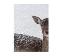 500-Piece Wooden Jigsaw Puzzle in Plastic Box, Wild Animals Deer Prints Eco-Friendly Educational Puzzle for Family Fun & Adult Relaxation, 38x52 CM