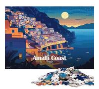500 Piece Wooden Jigsaw Puzzles Amalfi Coast Italy at Night Jigsaw Puzzle Family Activity 500pcs (52x38cm)