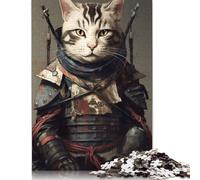 500 Piece Wooden Jigsaw Puzzles Cat Japanese Samurai Jigsaw Puzzle Family Activity 500pcs (52x38cm)