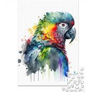 500 Piece Wooden Jigsaw Puzzles Colorful Parrot Painting Jigsaw Creative Rectangular Puzzle Gift for Family Game,Friends 500pcs (52x38cm)
