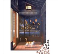 500 Piece Wooden Jigsaw Puzzles Evening Cat Jigsaw Puzzle Family Activity 500pcs (52x38cm)