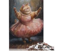 500 Piece Wooden Jigsaw Puzzles Fat Cat Funny Dancing Jigsaw Puzzle Family Activity 500pcs (52x38cm)