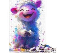 500 Piece Wooden Jigsaw Puzzles for Adults 500 Pieces Smiling Cute Sheep Jigsaw Puzzles for Adults Birthday Gifts 500pcs (52x38cm)