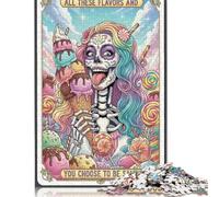 500 Piece Wooden Jigsaw Puzzles for Adults Candy Skull with Ice Cream Jigsaw Puzzle for Children Family Games 500pcs (52x38cm)