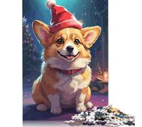 500 Piece Wooden Jigsaw Puzzles for Adults Corgi Dog Christmas Jigsaw Puzzle for Children Family Games 500pcs (52x38cm)
