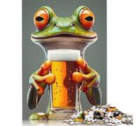 500 Piece Wooden Jigsaw Puzzles for Adults Frog Beer Jigsaw Puzzle for Children Family Games 500pcs (52x38cm)