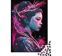 500 Piece Wooden Jigsaw Puzzles for Adults Geisha Neon Cherry Blossom Jigsaw Puzzle for Children Family Games 500pcs (52x38cm)