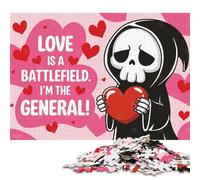 500 Piece Wooden Jigsaw Puzzles for Adults Grim Reaper Valentines Card Jigsaw Puzzle for Children Family Games 500pcs (52x38cm)