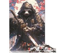 500 Piece Wooden Jigsaw Puzzles for Adults Lazy Samurai Sloth Sakura Jigsaw Puzzle for Children Family Games 500pcs (52x38cm)