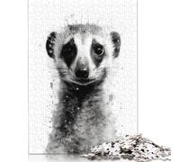 500 Piece Wooden Jigsaw Puzzles for Adults Meerkat Beauty Black Ink Jigsaw Puzzle for Children Family Games 500pcs (52x38cm)