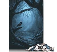 500 Piece Wooden Jigsaw Puzzles for Adults Mystic Forest Path with Pentagramre Jigsaw Puzzle for Children Family Games 500pcs (52x38cm)