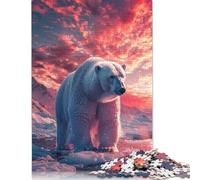 500 Piece Wooden Jigsaw Puzzles for Adults Polar Bear Arctic Sunset Jigsaw Puzzle for Children Family Games 500pcs (52x38cm)