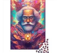500 Piece Wooden Jigsaw Puzzles for Adults Santa Psychedelic Portrait Jigsaw Puzzle for Children Family Games 500pcs (52x38cm)
