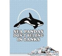 500 Piece Wooden Jigsaw Puzzles for Adults Sea Pandas Jigsaw Puzzle for Children Family Games 500pcs (52x38cm)