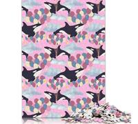 500 Piece Wooden Jigsaw Puzzles for Adults Surreal Sky Flying Orcas Jigsaw Puzzle for Children Family Games 500pcs (52x38cm)