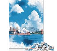 500 Piece Wooden Jigsaw Puzzles for Adults Sydney Opera House Watercolor Jigsaw Puzzle for Children Family Games 500pcs (52x38cm)