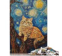 500 Piece Wooden Jigsaw Puzzles for Adults 'van Gogh Cat Jigsaw Puzzle for Children Family Games 500pcs (52x38cm)