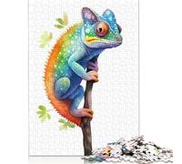 500 Piece Wooden Jigsaw Puzzles for Adults 'Watercolor Chameleon Art Jigsaw Puzzle for Children Family Games 500pcs (52x38cm)