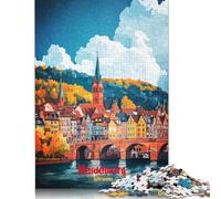 500 Piece Wooden Jigsaw Puzzles Heidelberg Art Poster Jigsaw Puzzle Family Activity 500pcs (52x38cm)