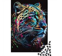 500 Piece Wooden Jigsaw Puzzles Jaguar Pop Art Animal Face Jigsaw Puzzle Family Activity 500pcs (52x38cm)