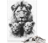 500 Piece Wooden Jigsaw Puzzles Lion Family Portrait Jigsaw Puzzle Family Activity 500pcs (52x38cm)