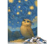 500 Piece Wooden Jigsaw Puzzles Owl Under Starry Night Sky Jigsaw Puzzle Family Activity 500pcs (52x38cm)