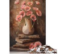 500 Piece Wooden Jigsaw Puzzles Pink Poppy Flowers Jigsaw Puzzle Family Activity 500pcs (52x38cm)