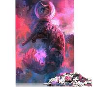 500 Piece Wooden Jigsaw Puzzles 'Purple Space Cat Jigsaw Puzzle Family Activity 500pcs (52x38cm)