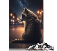 500 Piece Wooden Jigsaw Puzzles Raccoon Galaxy Animal Jigsaw Puzzle Family Activity 500pcs (52x38cm)