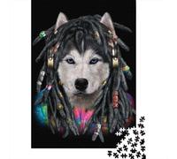 500 Piece Wooden Jigsaw Puzzles Siberian Husky Dreadlocks Jigsaw Puzzle Family Activity 500pcs (52x38cm)