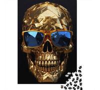 500-Piece Wooden Jigsaw Puzzles The Golden Diamond Skull Jigsaw Puzzle Home Wall Decor Educational Toy Gift for Family Game 500pcs (52x38cm)