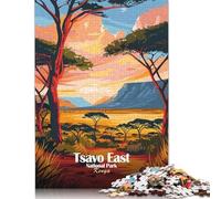500 Piece Wooden Jigsaw Puzzles Tsavo East National Park Kenya Art Jigsaw Puzzle Family Activity 500pcs (52x38cm)