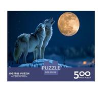 500 Piece Wooden Jigsaw Puzzles Wolf Howling Jigsaw Puzzle Family Activity 500pcs (52x38cm)