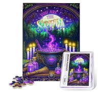 500 Piece Wooden Magic Jigsaw Puzzle for Adults - Enchanted Full Moon Potion Brew, Mystical Night Scene with Sparkling Stars, Unique Gift for Fantasy Lovers & Puzzle Enthusiasts