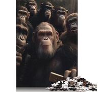 500 Piece Wooden Puzzle For Adults Apes Taking A Selfie Square Puzzle for Kids Family Games 500pcs (52x38cm)