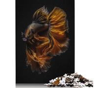 500 Piece Wooden Puzzle For Adults Betta Fish Gold Balck Square Puzzle for Kids Family Games 500pcs (52x38cm)