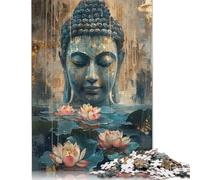 500 Piece Wooden Puzzle For Adults 'Buddha And Lotus Flowers' Square Puzzle for Kids Family Games 500pcs (52x38cm)