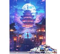 500 Piece Wooden Puzzle For Adults Celestial Sakura Temple Square Puzzle for Kids Family Games 500pcs (52x38cm)